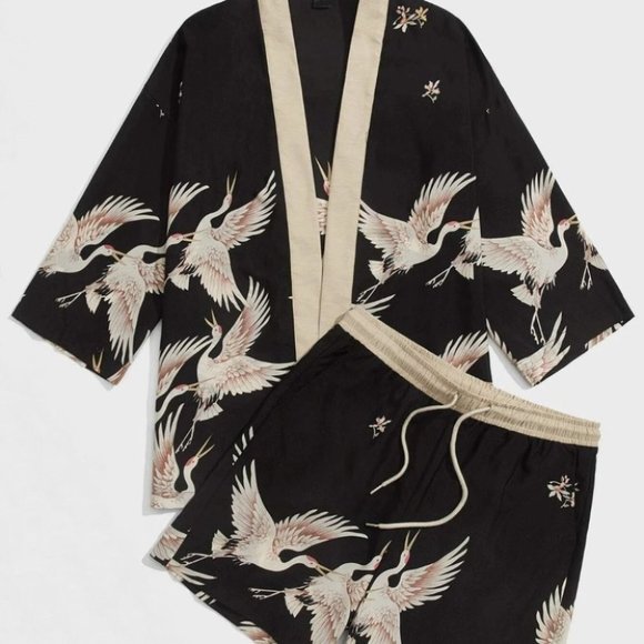 . Other - Casual Men's Crane Print Shirt & Set